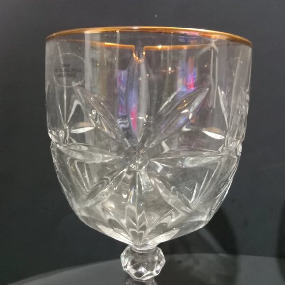 Avon made in France Crystal goblets gold rim 24% lead drinking glass - Picture 4 of 6